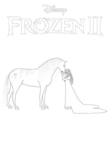 Раскраска Эльза с лошадкой