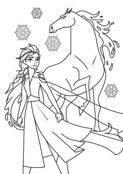 Раскраска Эльза на лошади из холодного сердца