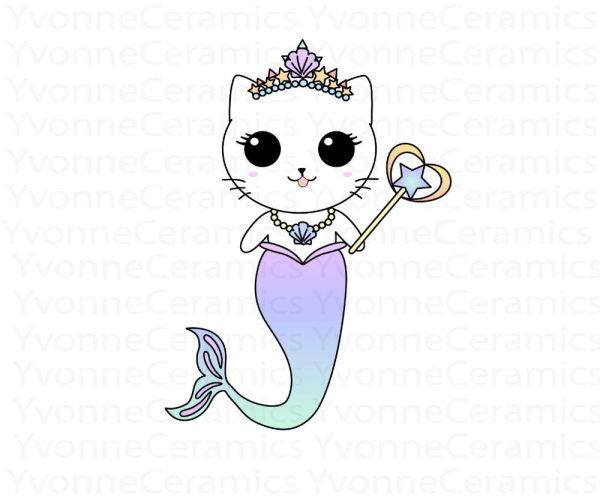 Котик Русалка раскраска