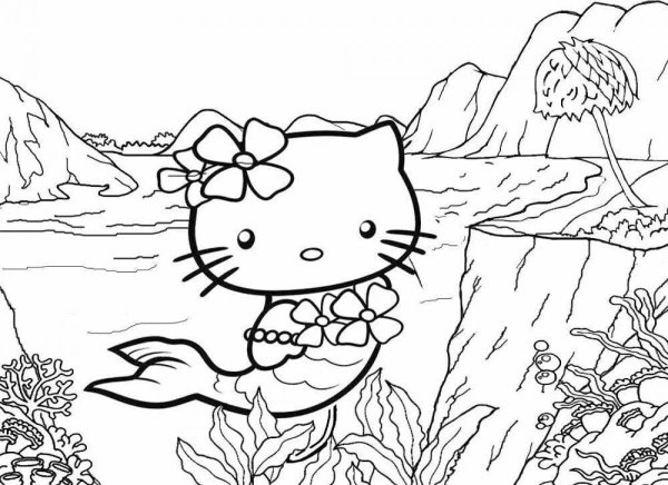 Котик Русалка раскраска