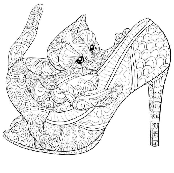 Котики для раскрашивания сложные