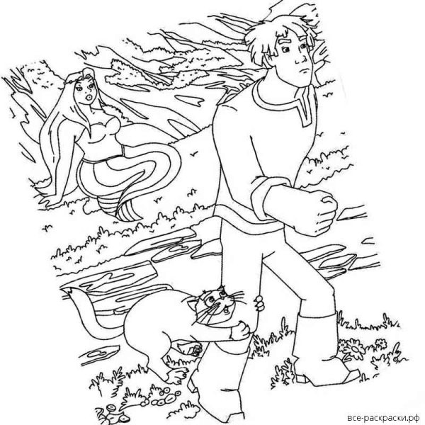 Иллюстрация к сказке Иван Царевич и серый волк раскраска