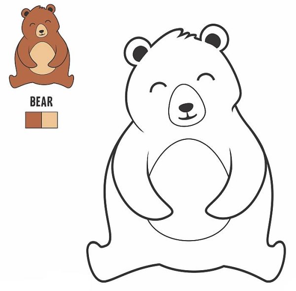 Медвежонок раскраска для детей 4-5 лет