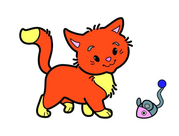 Кошка рисунок для детей цветной