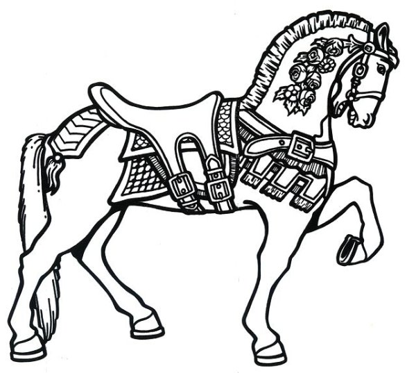 Раскраска лошадь с седлом