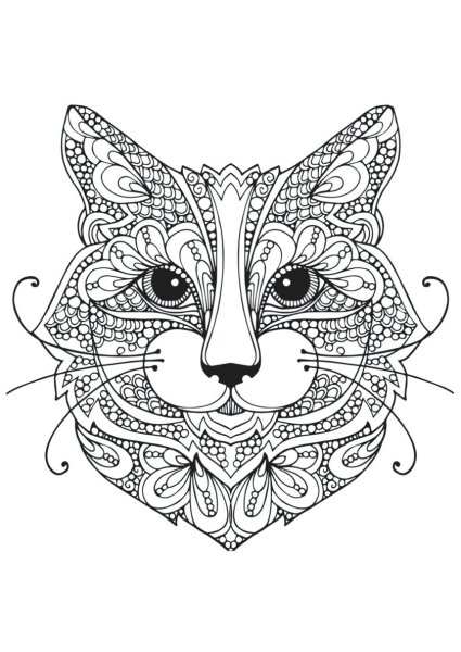 Раскраска Мандала котик