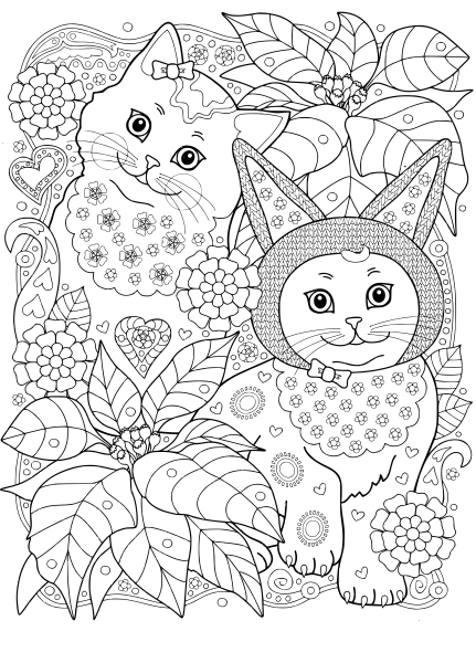 Кошки. Раскраска