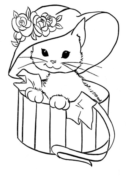 Раскраска новогодний котик