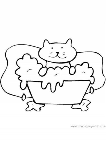 Раскраска котик в чашке