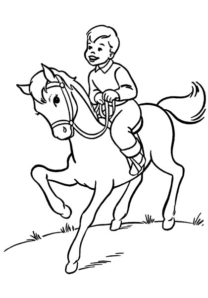 Мальчик на коне раскраска