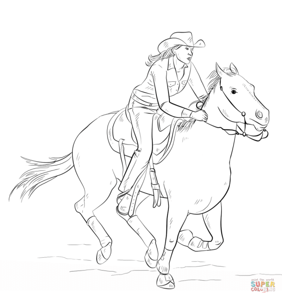 Девушка на лошади раскраска