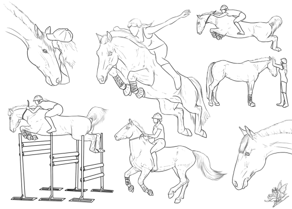 Лошадь в прыжке рисунок