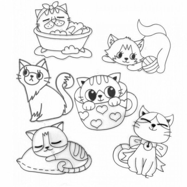 Раскраски котики маленькие