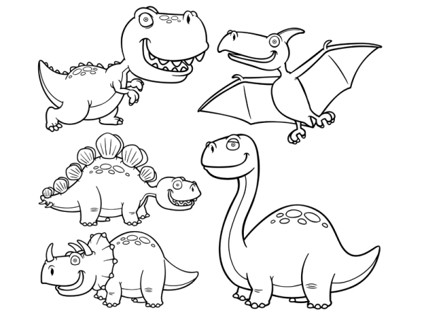 Динозаврики контур