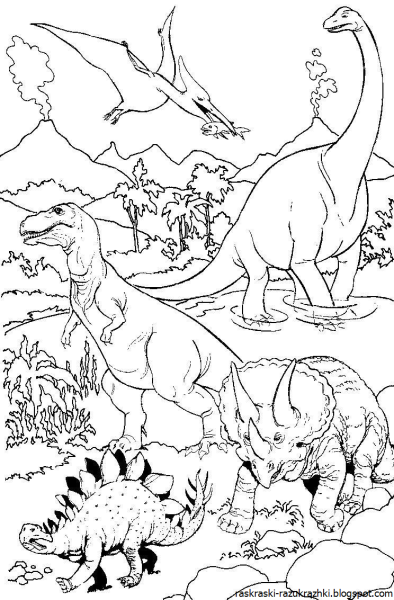 Динозавры / раскраска