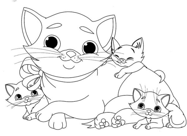Кошки. Раскраска