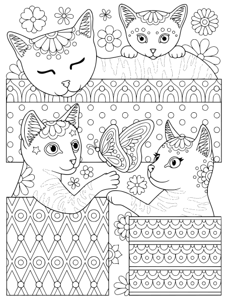 Раскраски котов и кошек