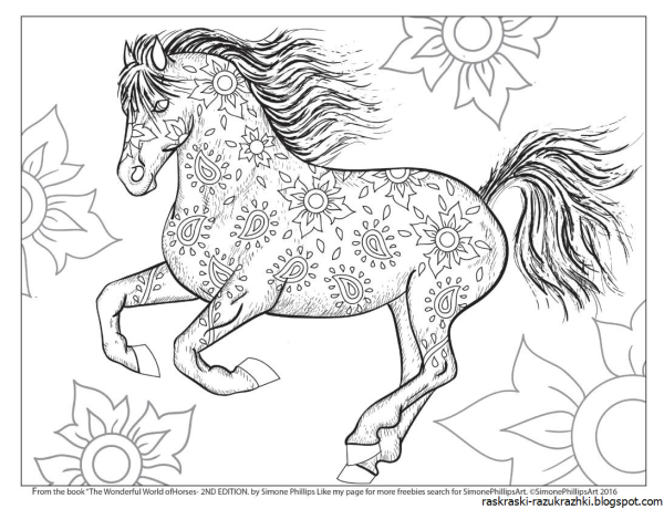 Раскраски для девочек кони