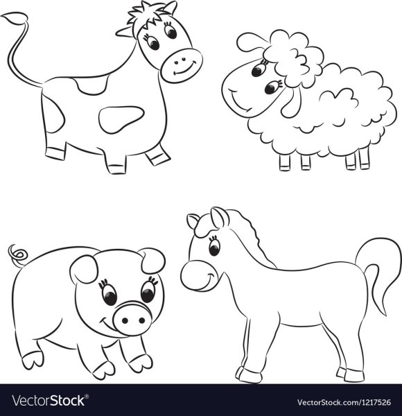 Раскраска корова свинья для детей