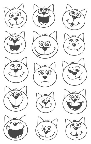 Смайлики котики раскраска