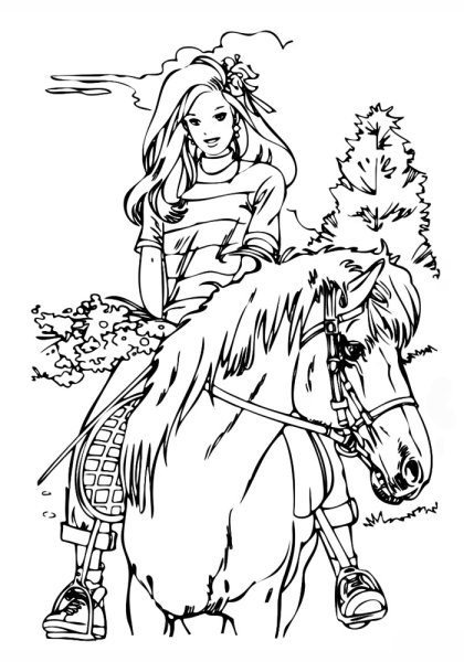 Раскраски для девочек лошади