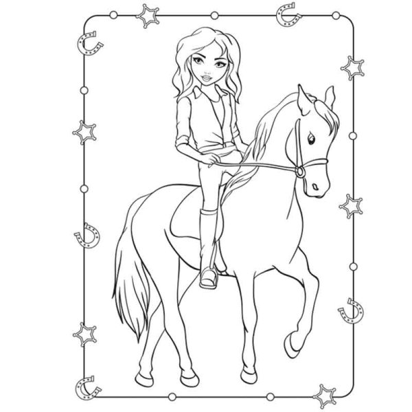 Девочка на коне раскраска