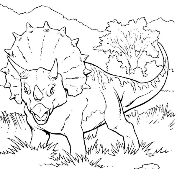 Раскраска Трицератопс парк Юрского периода