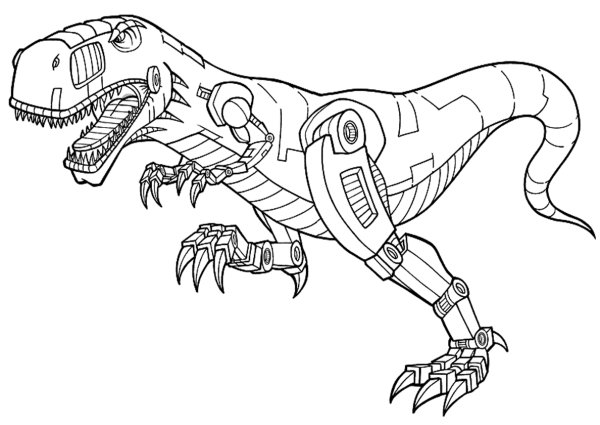 Робот динозавр раскраска