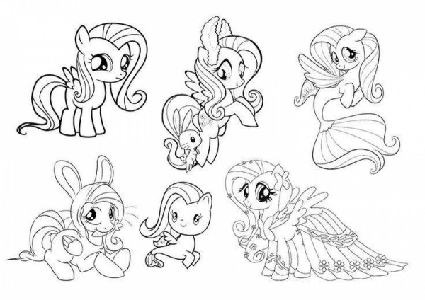 Раскраска my little Pony Флаттершай