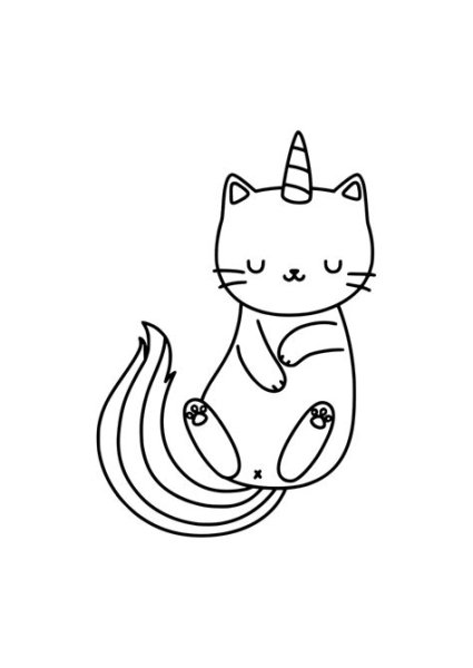 Кошка Единорог раскраска