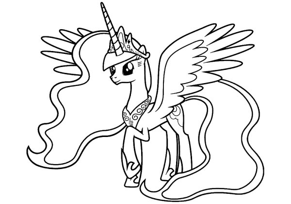 Раскраски my little Pony принцесса Селестия