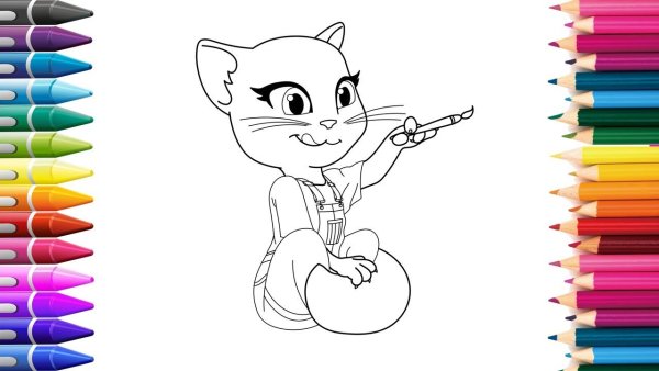 Раскраска кошка Анжела