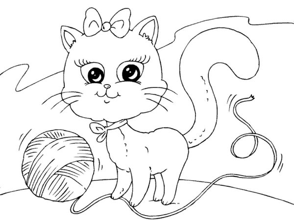 Кошка раскраска для детей