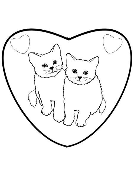 Раскраска котик с сердечком