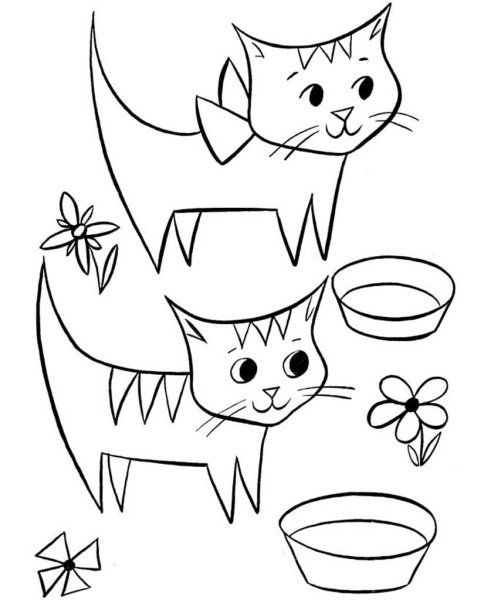 Кошки. Раскраска