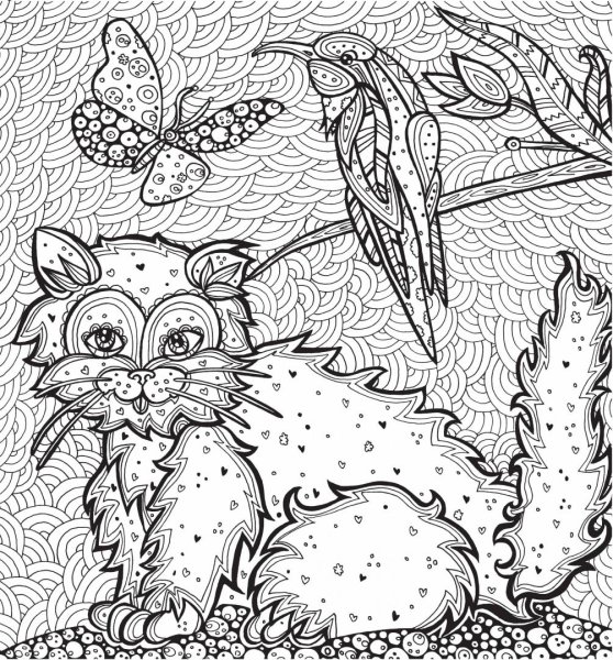 Кототерапия раскраска-антистресс