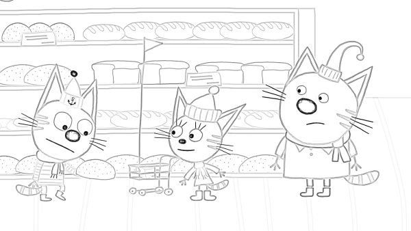 Раскраска 3 кота