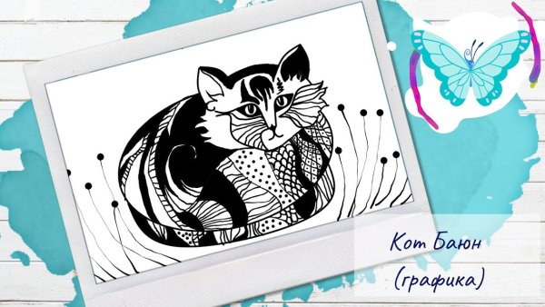 Стилизованные кошки в графике