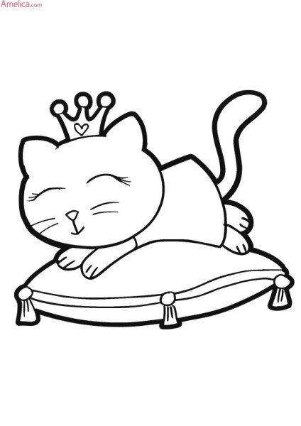 Раскраска кошечка принцесса