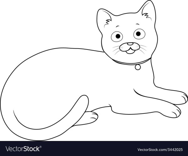 Кот лежит контур
