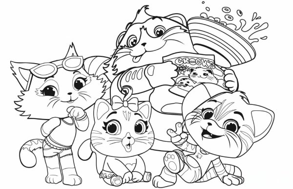 Кошки. Раскраска