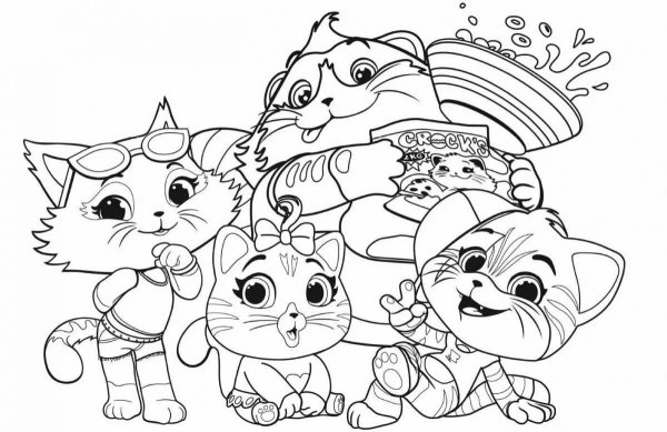 Раскраски кошки из мультфильмов (49 фото)
