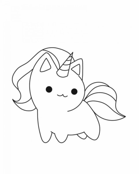 Кошка Единорог раскраска