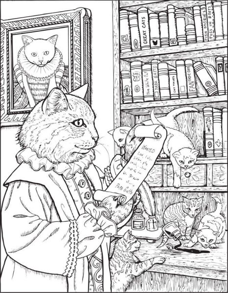 Раскраска фантастические кошки