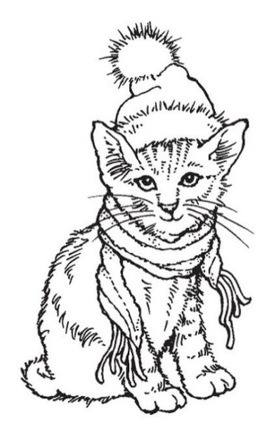 Новогодняя кошка раскраска