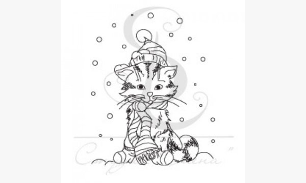 Раскраска котенок в снегу