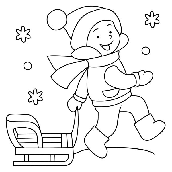 Раскраски зимние забавы для детей 3-4 лет