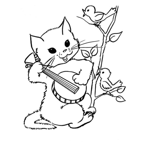 Веселый котенок раскраска