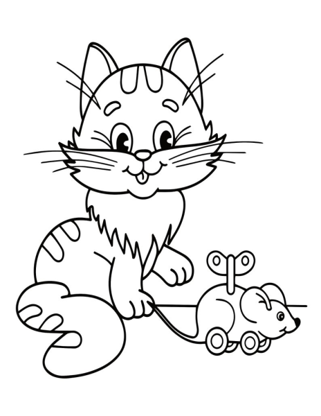 Кот раскраска легкая