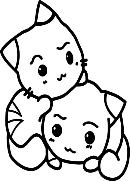 Разукрашка милые котики